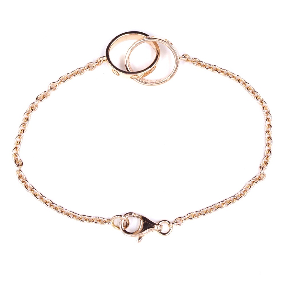 18k 750 Iconic Love Mini Ring Charm Chain Bracelet - Picture 2 of 8